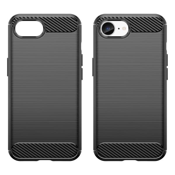 För iPhone 16e Karbon fiber texture Skal Baksida - Svart