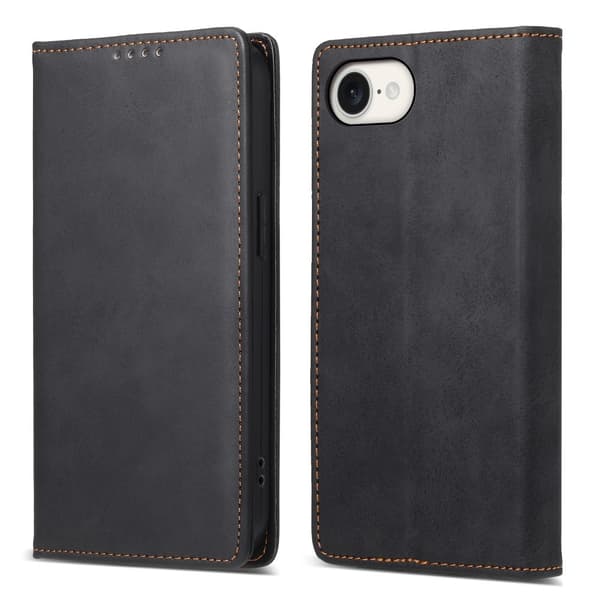 Til iPhone 16e cover magnetisk lukning fliptelefoncover - Sort