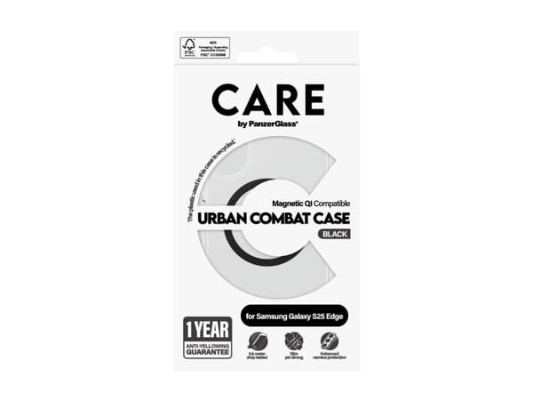 PanzerGlass CARE by ® Flagship Case läpinäkyvä Urban Combat m. Lajittele Qi yhteensopiva Samsung S25 Edge, Cover, Samsung, Samsung, Samsung - Galaxy