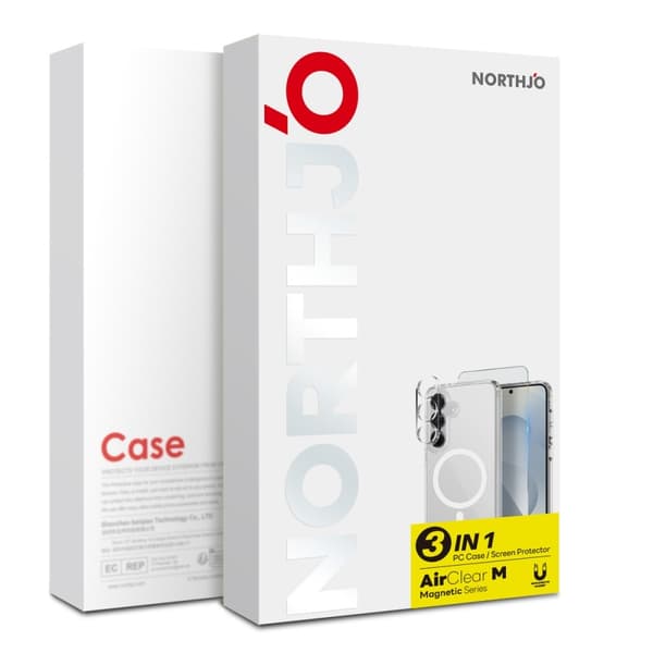 NORTHJO for Samsung Galaxy S25 TPU-deksel + Herdet glassfilm + Kameralinsebeskytter