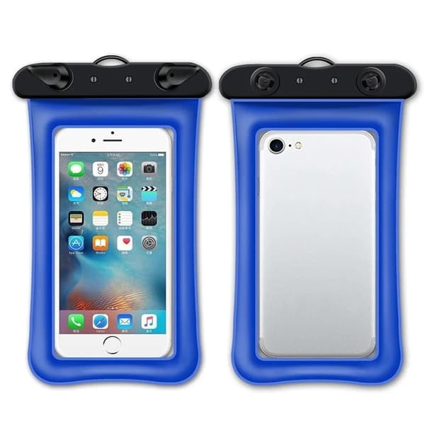 Vattentät Mobilfodral max 7.2" med Snöre - Blå