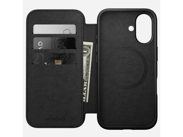 Nomad NM01684985, Folio, Apple, iPhone 16, 15.5 cm (6.1"), Black