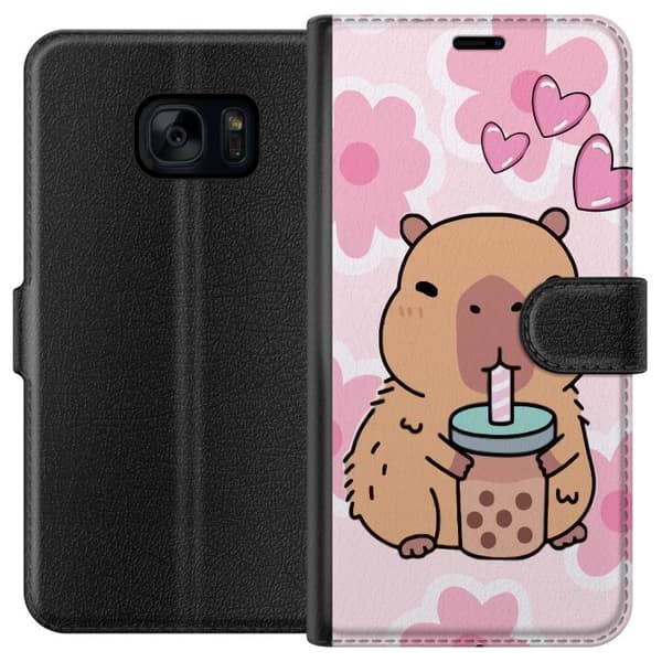 Samsung Galaxy S7 Tegnebogsetui Kawaii Capybara Hjerte Anime Stil Sød Design Dyremotiv TikTok Populær Gave Pige