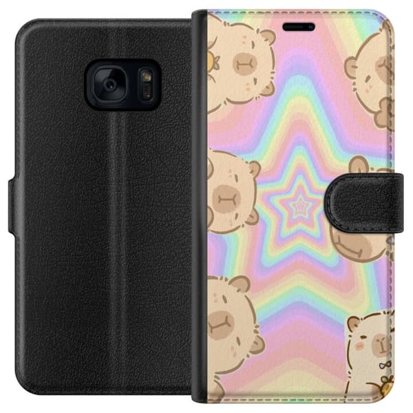 Samsung Galaxy S7 Lompakkokotelo Kawaii Capybara Galaxy Söpö Anime Eläin Avaruusteema Kawaii Trendi Lahja TikTok-suunnittelu