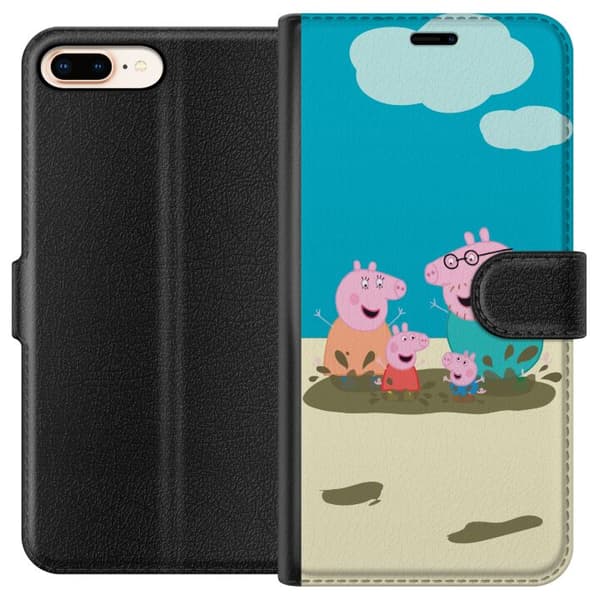 Apple iPhone 8 Plus Plånboksfodral Greta Gris Familjen George Lerpöl Barnmotiv Serie Populär Barnkaraktär Glädje
