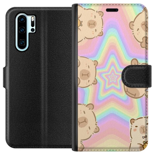 Huawei P30 Pro Tegnebogsetui Kawaii Capybara Galaxy Sød Anime Dyr Rummotiv Kawaii Trend Gave TikTok Design