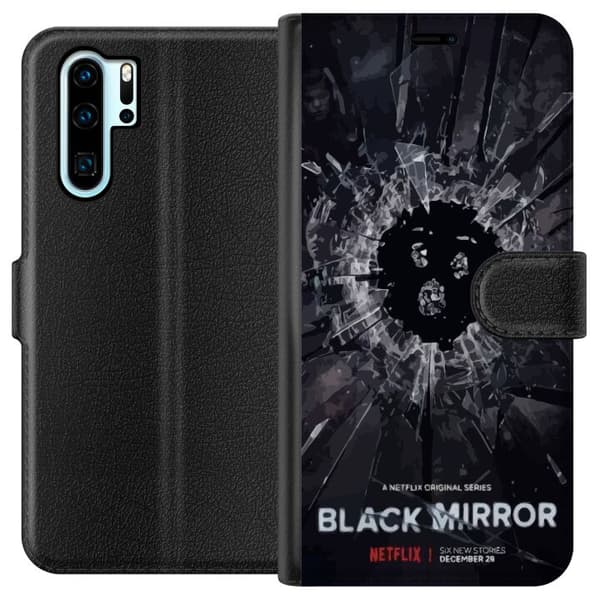 Huawei P30 Pro Tegnebogsetui Black Mirror Sci-Fi Netflix Serie Dystopi Teknologi Cyberpunk Mørkt TV Videospil Tema