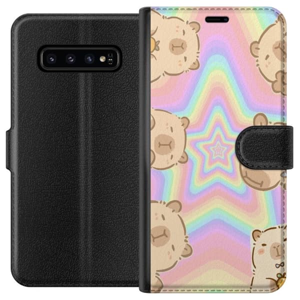 Samsung Galaxy S10 Tegnebogsetui Kawaii Capybara Galaxy Sød Anime Dyr Rummotiv Kawaii Trend Gave TikTok Design