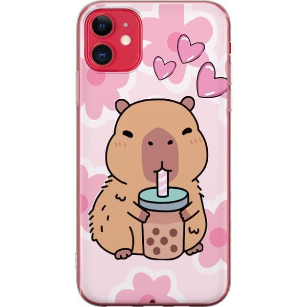 Apple iPhone 11 Gjennomsiktig deksel Kawaii Capybara Hjerteanime Stil Søt Design Dyretema TikTok Populær Gave Jente