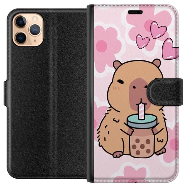 Apple iPhone 11 Pro Max Lompakkokotelo Kawaii Capybara Sydän Anime-tyyli Söpö Suunnittelu Eläinaihe TikTok Suosittu Lahja Tyttö
