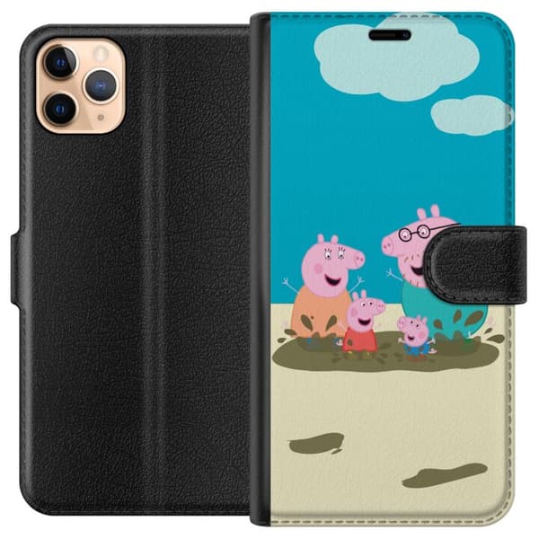 Apple iPhone 11 Pro Max Tegnebogsetui Greta Gris Familie Georg Mudderpøl Børnemotiv Serie Populær Børnekarakter Glæde