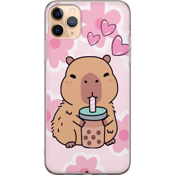 Apple iPhone 11 Pro Max Gennemsigtig cover Kawaii Capybara Hjerte Anime Stil Sød Design Dyremotiv TikTok Populær Gave Pige