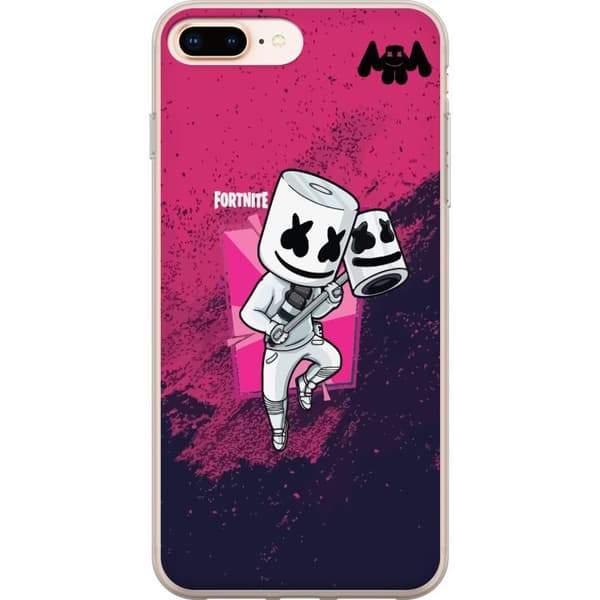 Apple iPhone 8 Plus Gjennomsiktig deksel Marshmello Fortnite Skin Emote Gaming DJ Karakter Populært Motiv Barn Ungdom Trend