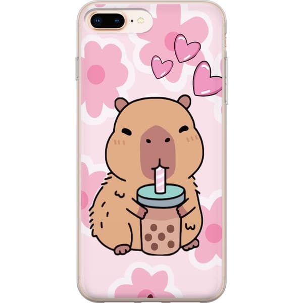 Apple iPhone 8 Plus Gennemsigtig cover Kawaii Capybara Hjerte Anime Stil Sød Design Dyremotiv TikTok Populær Gave Pige