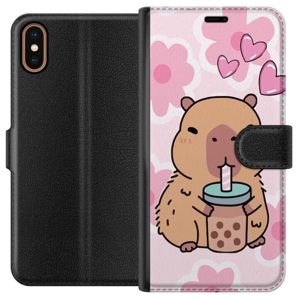 Apple iPhone XS Lommeboketui Kawaii Capybara Hjerteanime Stil Søt Design Dyretema TikTok Populær Gave Jente