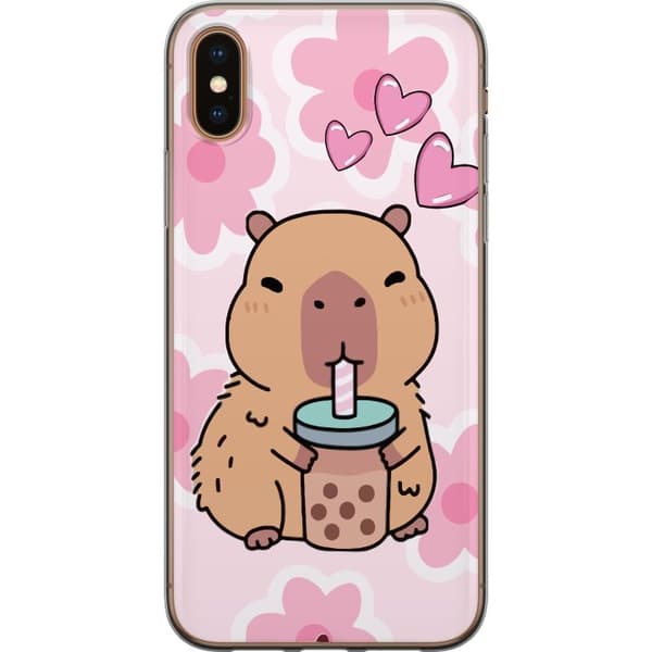 Apple iPhone XS Max Gjennomsiktig deksel Kawaii Capybara Hjerteanime Stil Søt Design Dyretema TikTok Populær Gave Jente