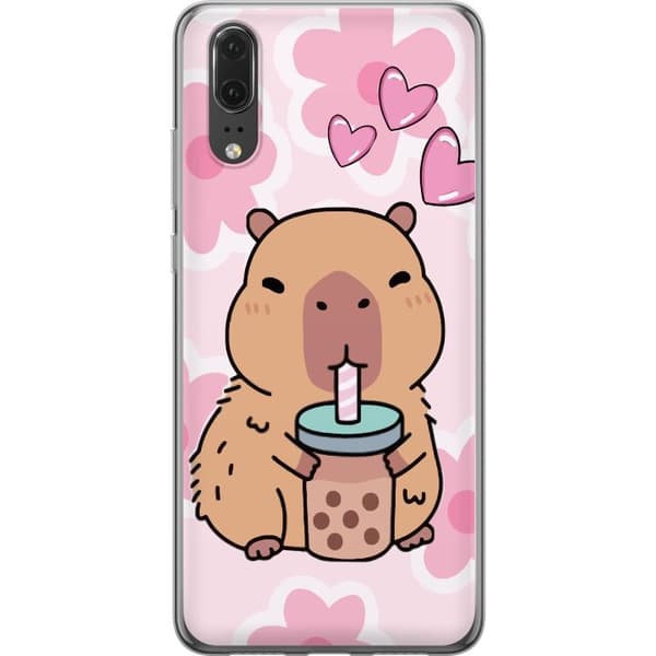 Huawei P20 Genomskinligt Skal Kawaii Capybara Hjärtan Anime Stil Söt Design Djurmotiv TikTok Populärt Present Tjej