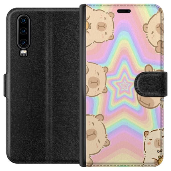 Huawei P30 Plånboksfodral Kawaii Capybara Galaxy Söt Anime Djur Rymdmotiv Kawaii Trend Present TikTok Design