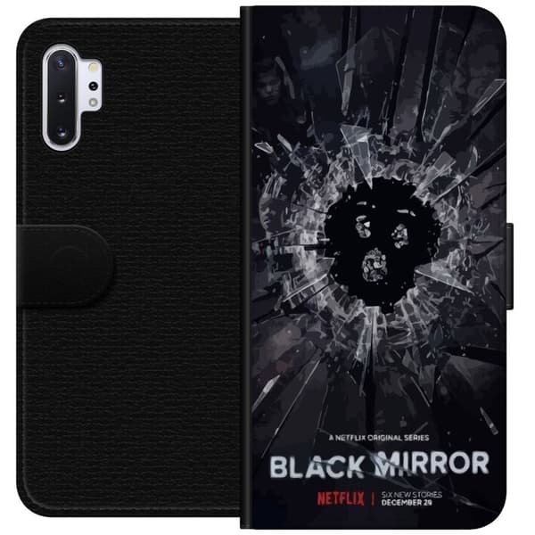 Samsung Galaxy Note10+ Lompakkokotelo Black Mirror Sci-Fi Netflix -sarja Dystopia Teknologia Cyberpunk Synkkä TV Videopeli Teema