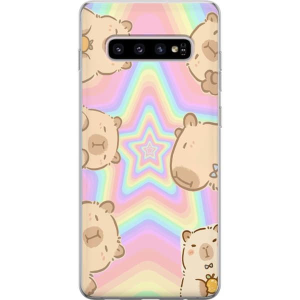 Samsung Galaxy S10+ Gennemsigtig cover Kawaii Capybara Galaxy Sød Anime Dyr Rummotiv Kawaii Trend Gave TikTok Design