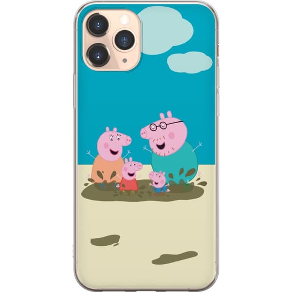 Apple iPhone 11 Pro Gennemsigtig cover Greta Gris Familie Georg Mudderpøl Børnemotiv Serie Populær Børnekarakter Glæde
