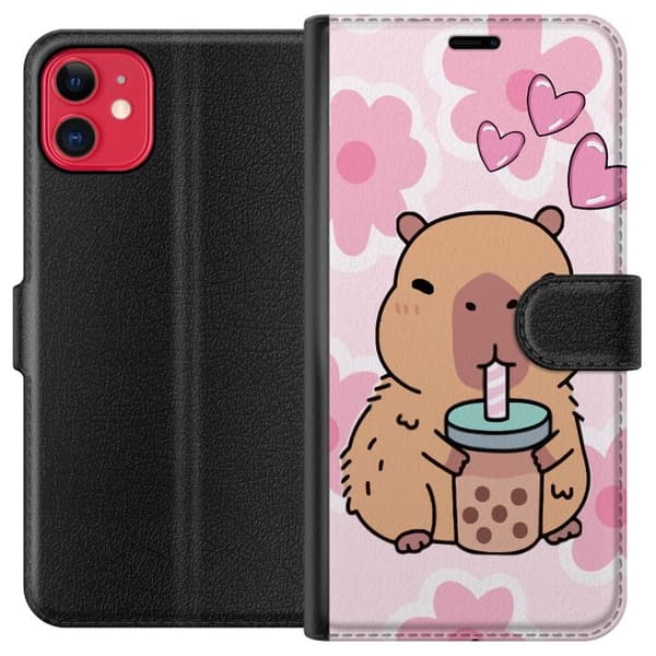 Apple iPhone 11 Lommeboketui Kawaii Capybara Hjerteanime Stil Søt Design Dyretema TikTok Populær Gave Jente