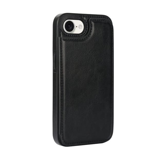 iPhone 16E - Stilrent Skal med Plånbok/Kortfack Svart