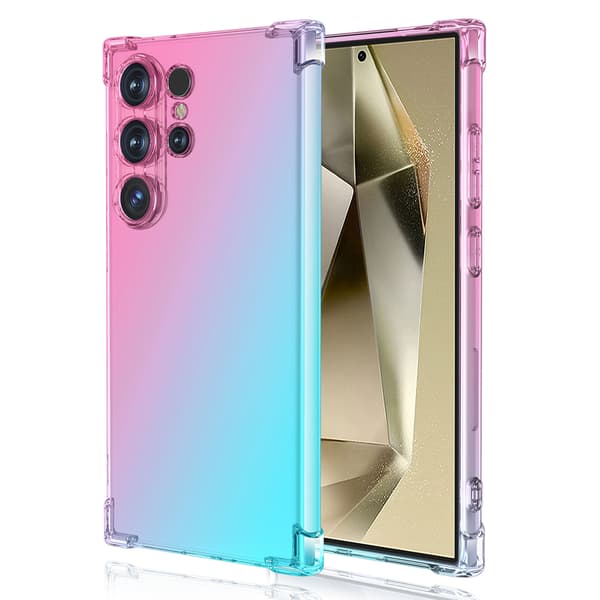Samsung Galaxy S25 Ultra  Smart Skydd i Mjukt Silikon Rosa/Grön