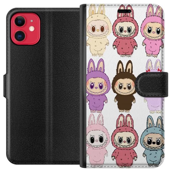 Apple iPhone 11 Lommeboketui Labubu Pink Monster - Popkunst med Kawaii-touch