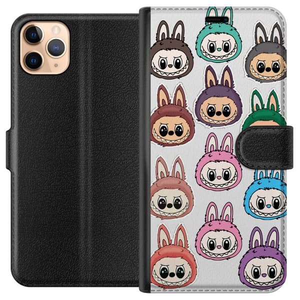 Apple iPhone 11 Pro Max Tegnebogsetui Labubu Macaron Monster - Nuttet Samlefigur med Stil