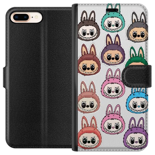 Apple iPhone 8 Plus Lompakkokotelo Labubu Macaron Monster - Söpö Keräilyfiguuri Tyylillä