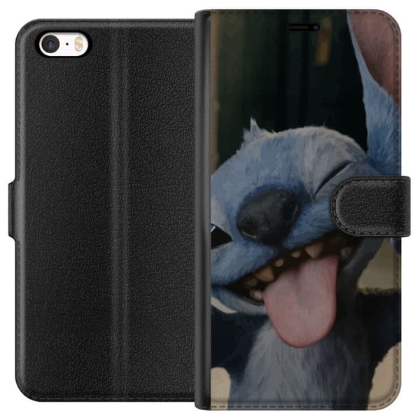 Apple iPhone SE (2016) Lompakkokotelo Stitch Söpö Alien - Sininen Suosikki Ulkoavaruudesta