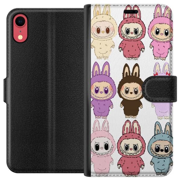 Apple iPhone XR Tegnebogsetui Labubu Pink Monster - Popkunst med Kawaii-touch