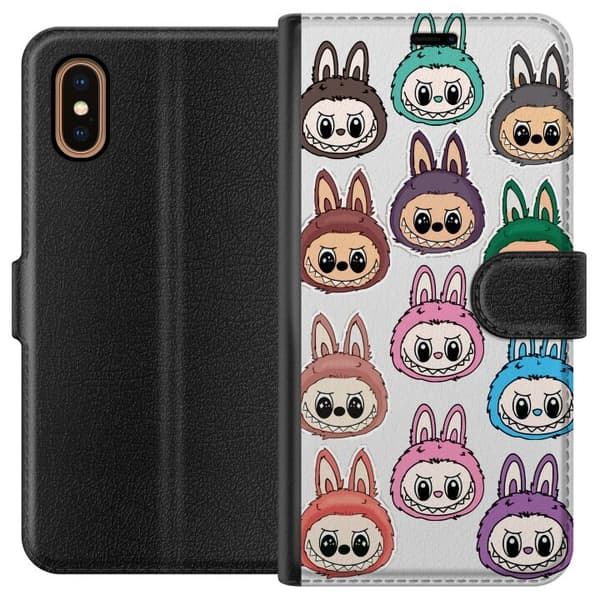 Apple iPhone XS Max Tegnebogsetui Labubu Macaron Monster - Nuttet Samlefigur med Stil