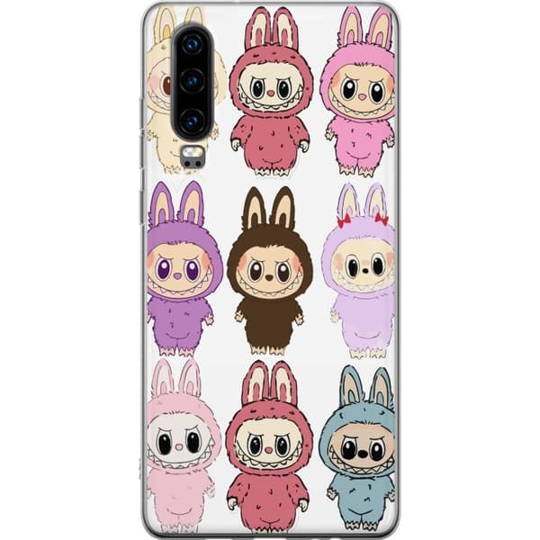 Huawei P30 Gennemsigtig cover Labubu Pink Monster - Popkunst med Kawaii-touch