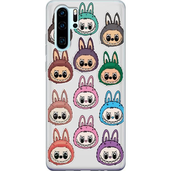 Huawei P30 Pro Gennemsigtig cover Labubu Macaron Monster - Nuttet Samlefigur med Stil