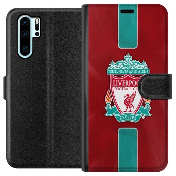 Huawei P30 Pro Tegnebogsetui Liverpool FC - Klassisk Fodboldstolthed i Rødt