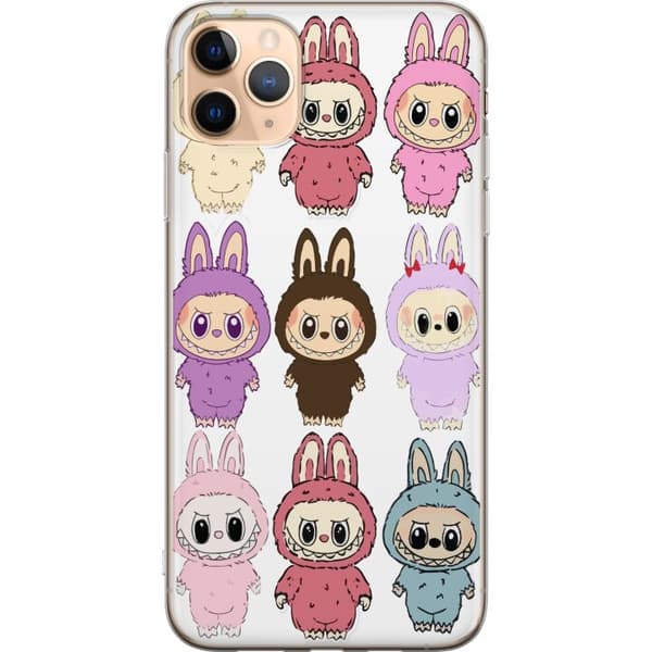 Apple iPhone 11 Pro Max Gennemsigtig cover Labubu Pink Monster - Popkunst med Kawaii-touch