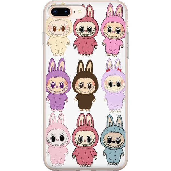 Apple iPhone 8 Plus Genomskinligt Skal Labubu Pink Monster – Popkonst med Kawaii-touch