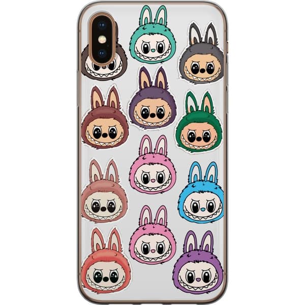Apple iPhone XS Max Gennemsigtig cover Labubu Macaron Monster - Nuttet Samlefigur med Stil