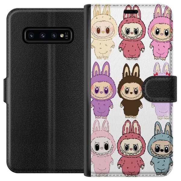 Samsung Galaxy S10 Lommeboketui Labubu Pink Monster - Popkunst med Kawaii-touch