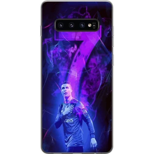 Samsung Galaxy S10 Läpinäkyvä kuori Ronaldo 7 - Jalkapallolegenda Toiminnassa Fanien Puolesta