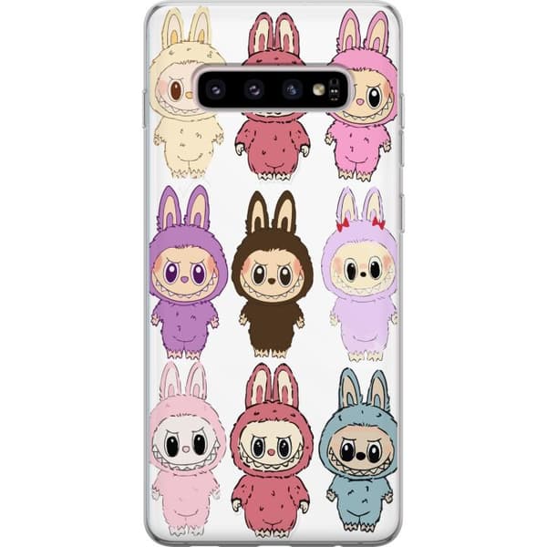 Samsung Galaxy S10+ Läpinäkyvä kuori Labubu Pink Monster - Popkulttuuri Kawaii-kosketuksella