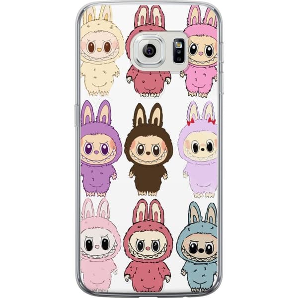 Samsung Galaxy S6 edge Gjennomsiktig deksel Labubu Pink Monster - Popkunst med Kawaii-touch