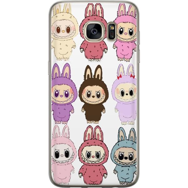 Samsung Galaxy S7 edge Gennemsigtig cover Labubu Pink Monster - Popkunst med Kawaii-touch