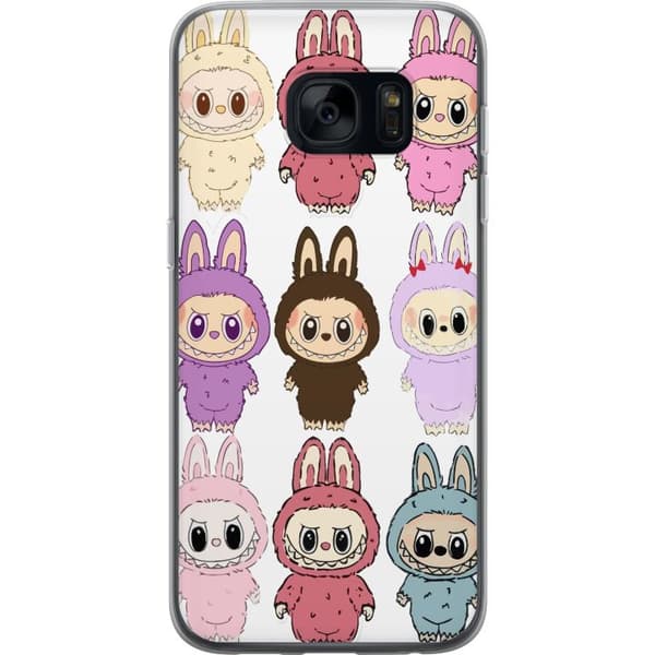 Samsung Galaxy S7 Gennemsigtig cover Labubu Pink Monster - Popkunst med Kawaii-touch