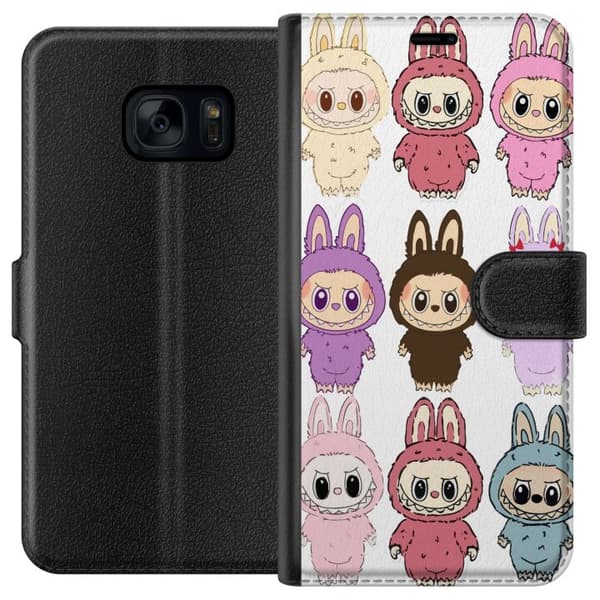 Samsung Galaxy S7 Tegnebogsetui Labubu Pink Monster - Popkunst med Kawaii-touch