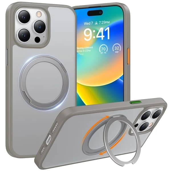 Torras iPhone 15 Pro Max Mobilskal Magsafe Kickstand - Titanium Grå