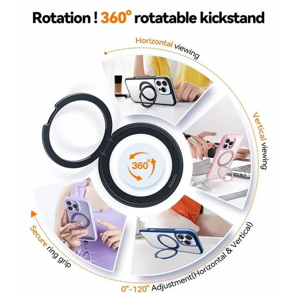 Torras iPhone 15 Pro Max Mobilskal Magsafe Ostand R Fusion - Svart