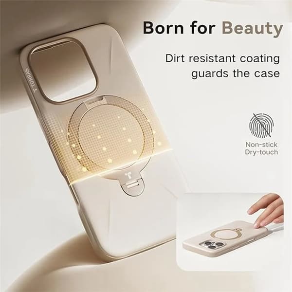 Torras iPhone 15 Pro Mobilskal Magsafe Ostand Q Pro - Guld